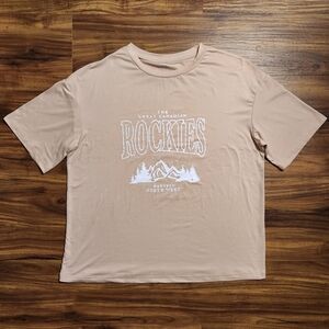 NWOT Shein Canadian Rockies Oversived Apricot T-Shirt Size Small